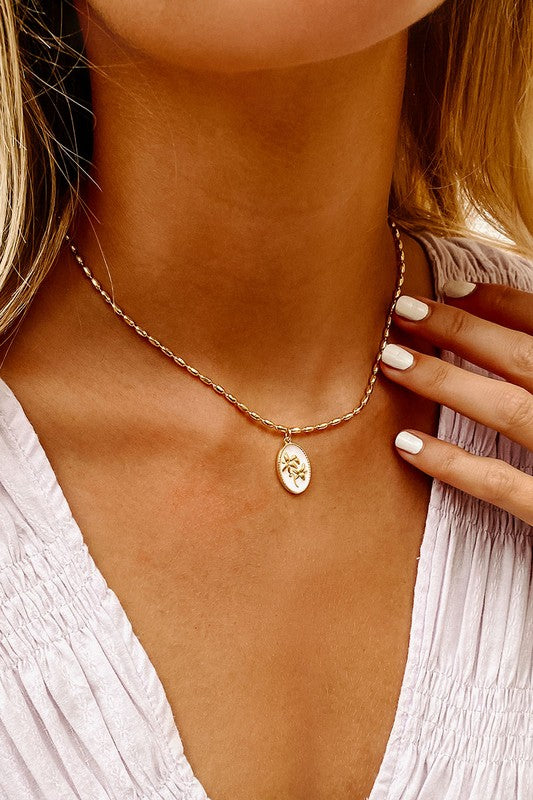 Gold White Charm Necklace