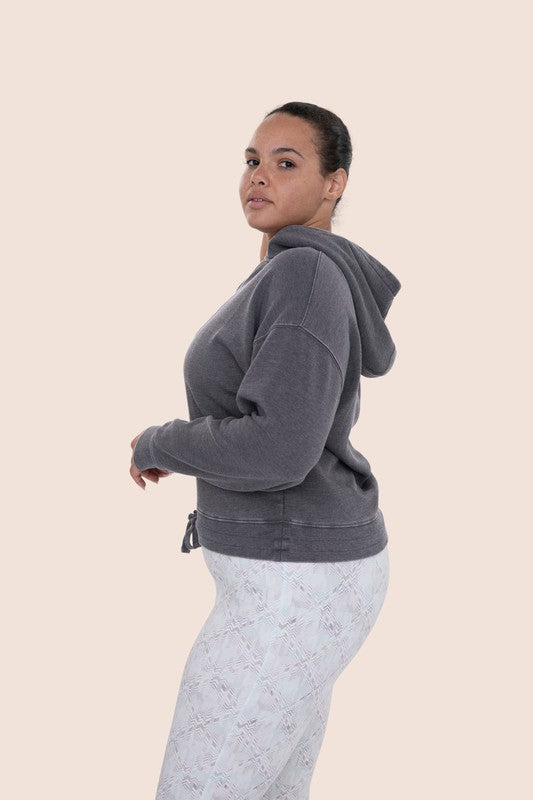 CURVY Burnout Wash Hoodie Top
