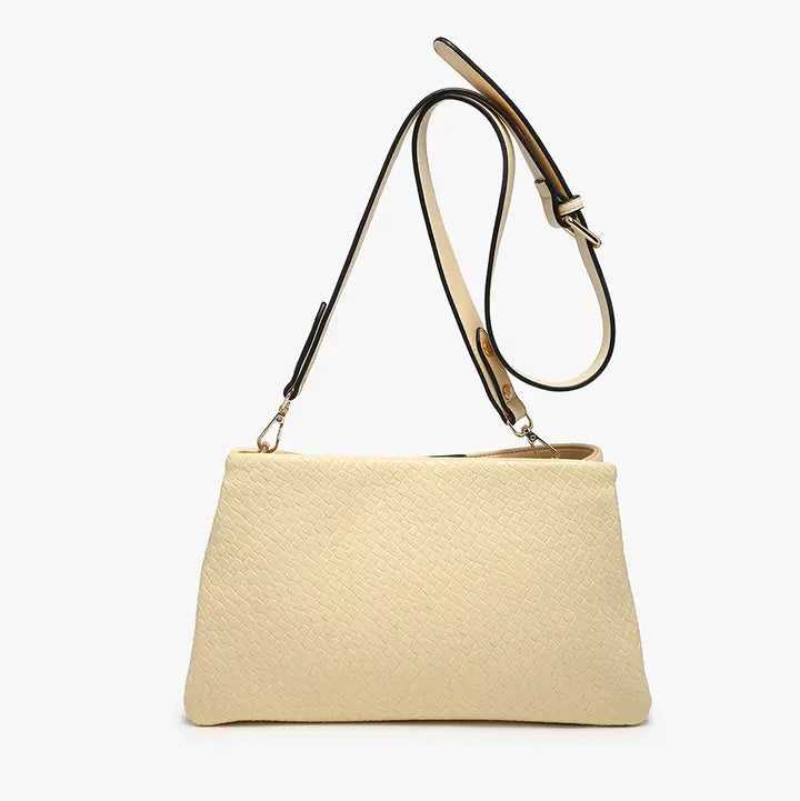 Hallie Faux Woven Dual Compartment Crossbody