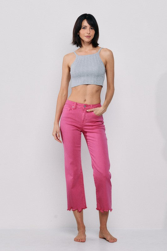 Hot Pink Mid Rise Jeans
