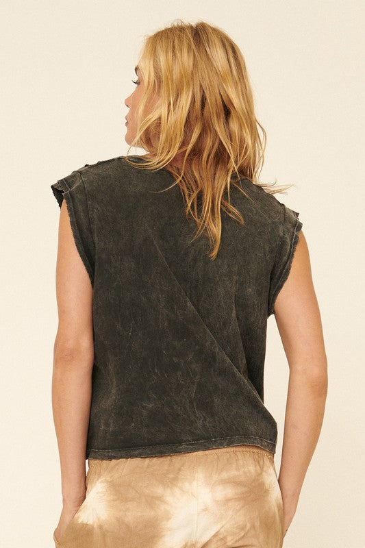 Mineral-Washed Sleeveless Monument Valley Tee