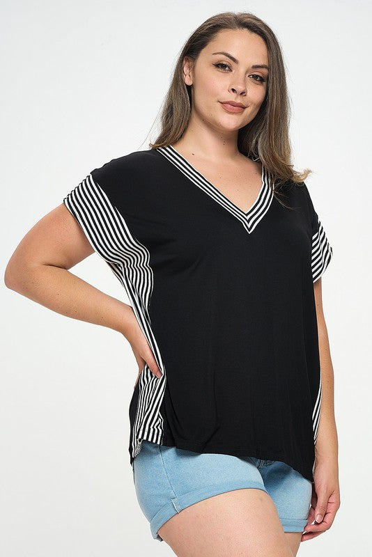 Sweet Striped V-Neck Top