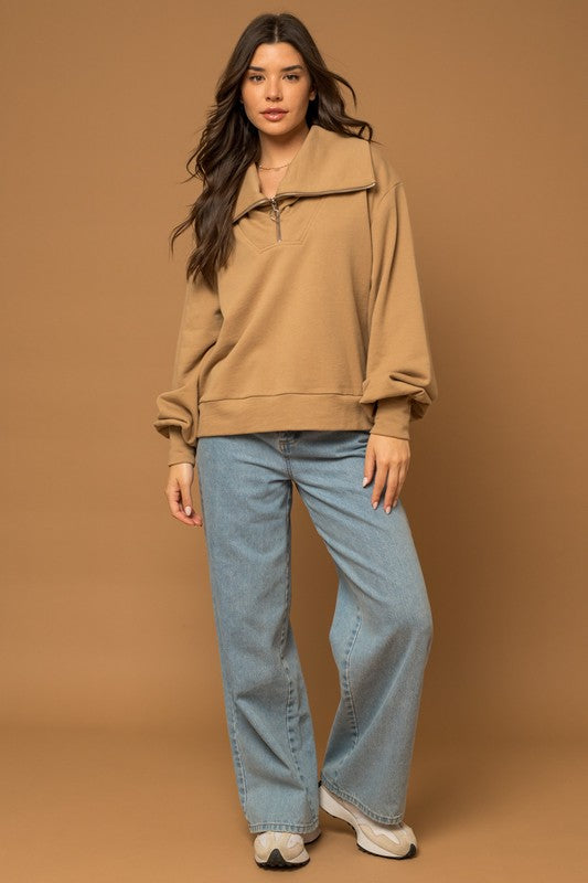 Half Zip Washed Pullover