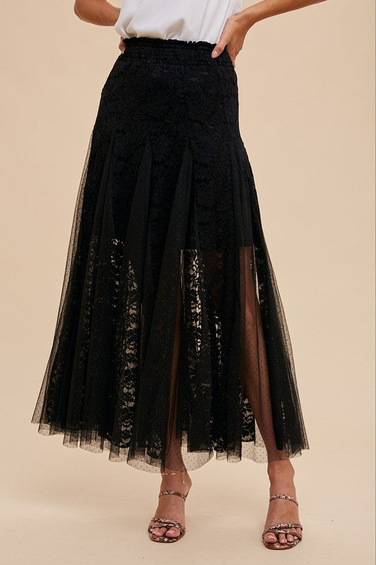 Lace Paneled Maxi Skirt