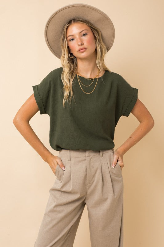 Short Sleeve Roll Up Blouse