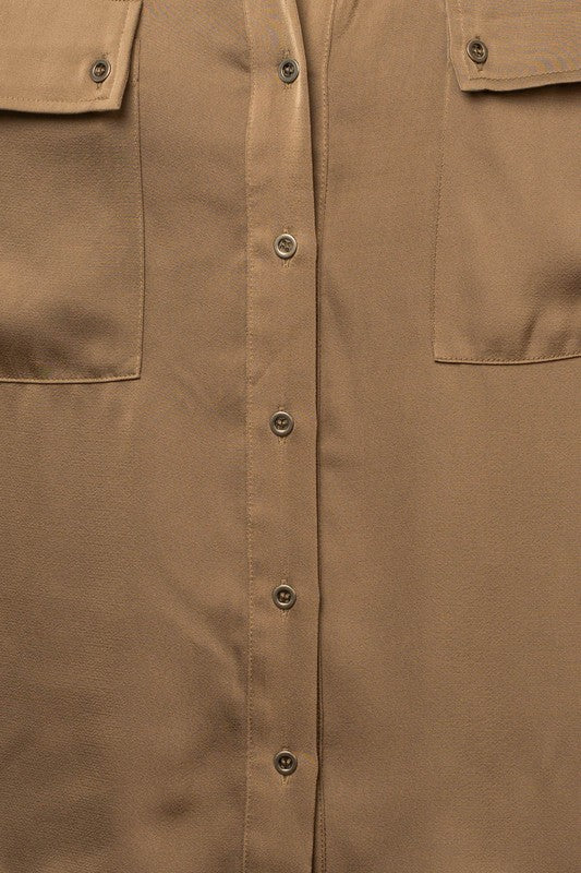 Long Sleeve Satin Utility Shirt
