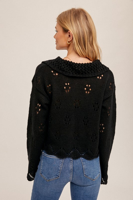 Black Button Down Sweater Cardigan