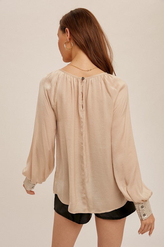 Sequin Cuffed Blouse