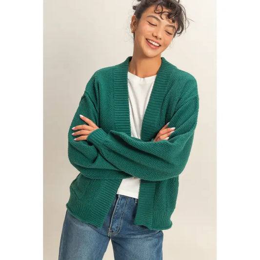 Oversized Textued Knit Cardigan Sweater