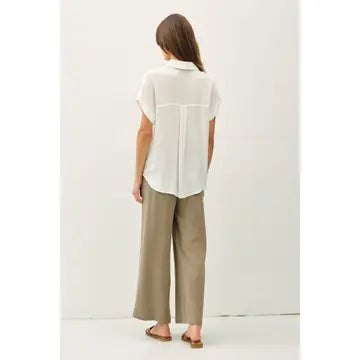 Solid Short Sleeve Button Down Shirt