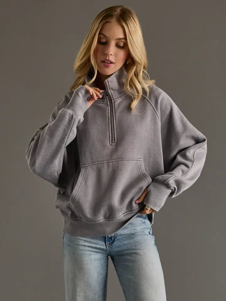 Gray Quarter Zip Sweatshirt