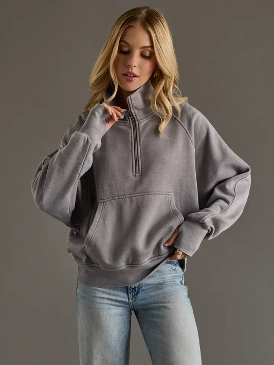 Gray Quarter Zip Sweatshirt