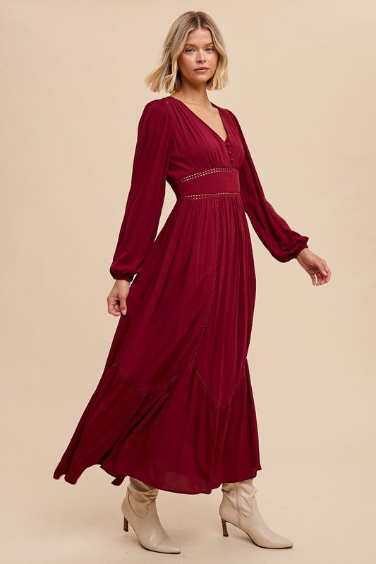 Mulberry Lace Insert Maxi Dress