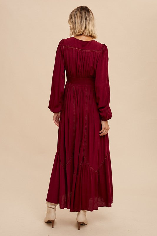 Mulberry Lace Insert Maxi Dress