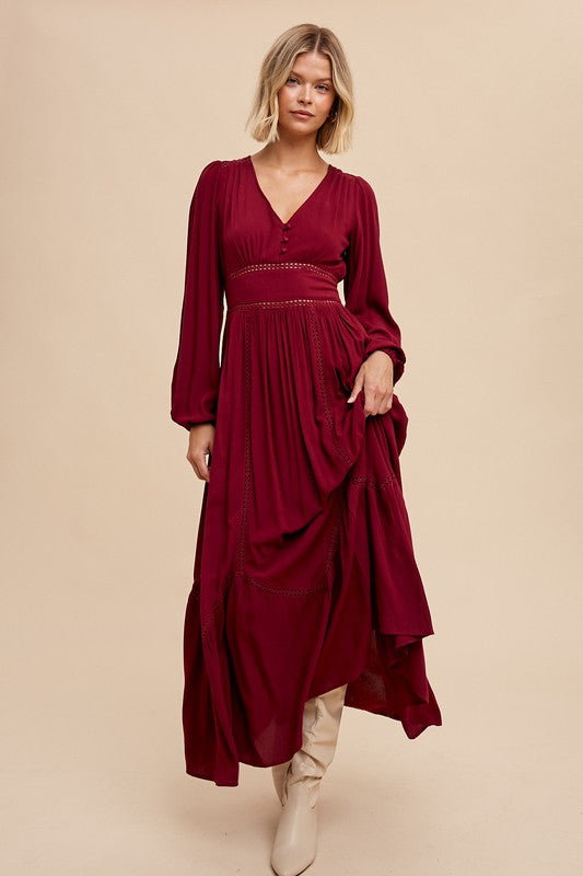 Mulberry Lace Insert Maxi Dress