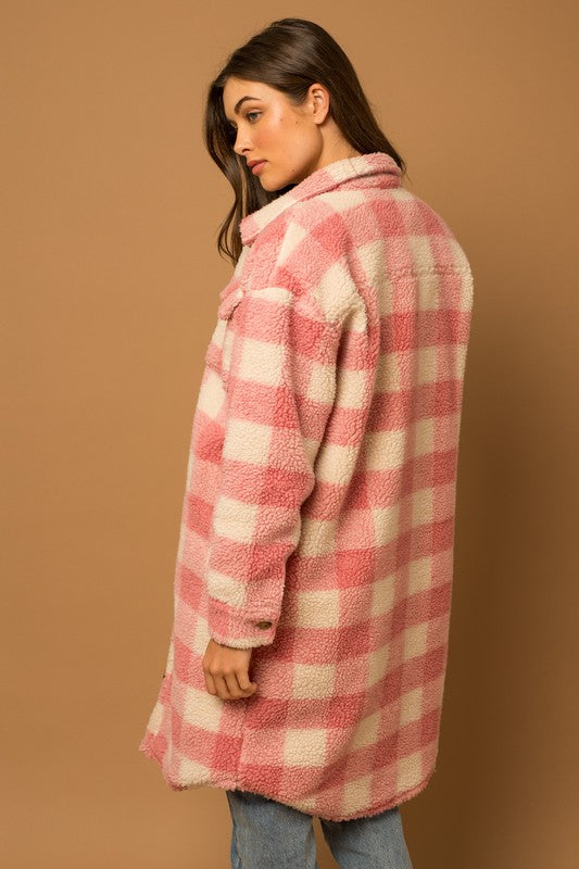 Sherpa Pink Plaid Jacket