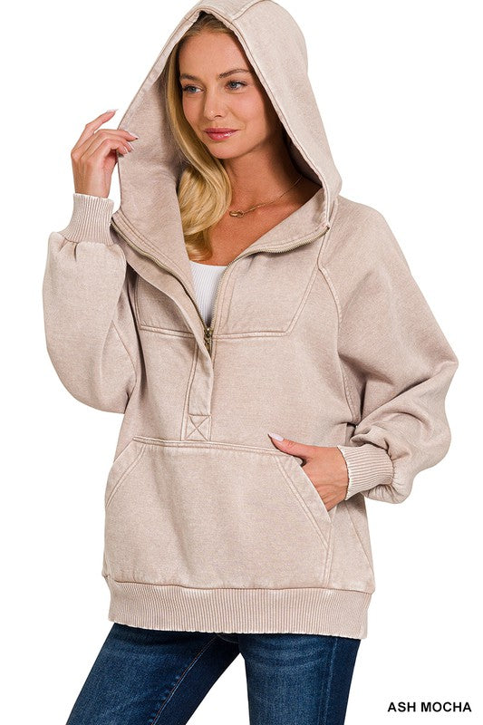 Acid Wash Fleece Oversized Pullover