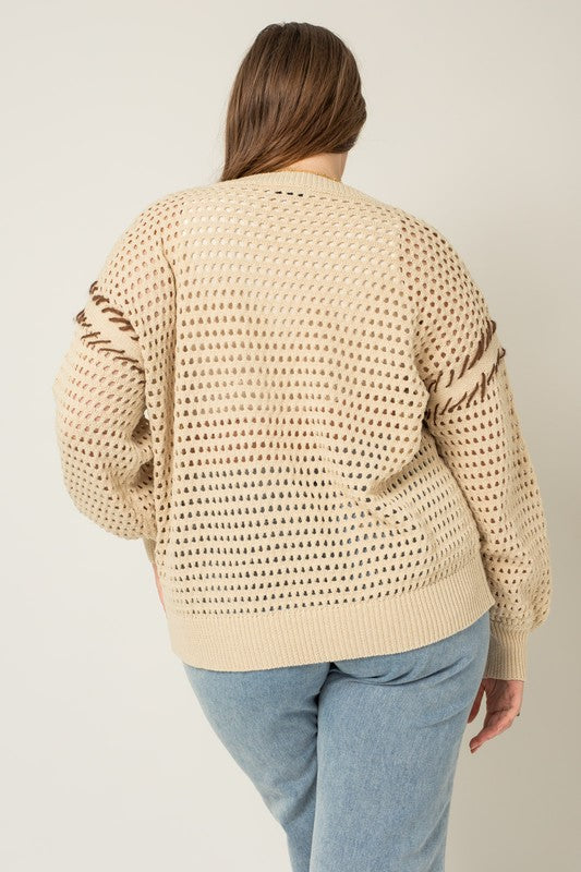 V-Neck Pointelles Sweater