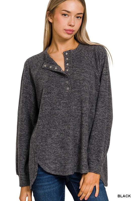 Pre-Order Brushed Oversized Henley Top!