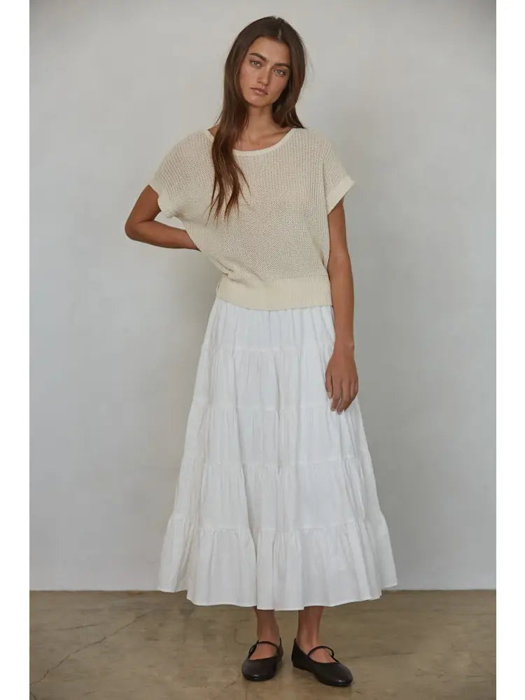 Knit Sweater See Through Short Sleeve Pullover Top