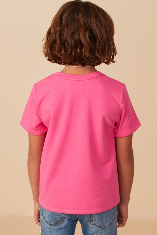 Girls Heart Patch Contrast Band T Shirt