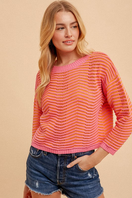 Round Neck Striped Sweater