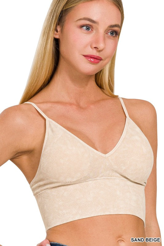 Washed Ribbed Bra Padded Tank Top