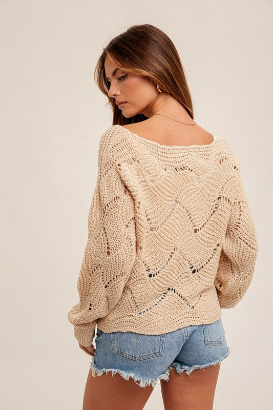 Boat Neck Dolman Sleeve Sweater