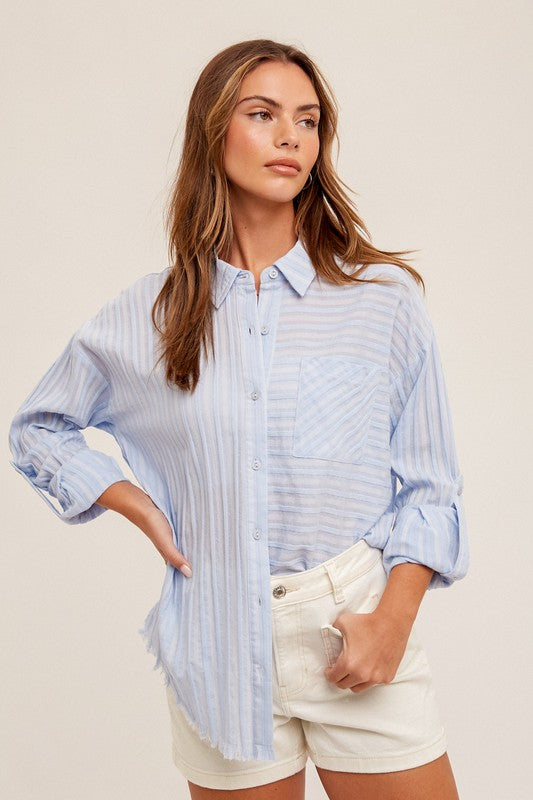 Sami Striped Textured Blouse
