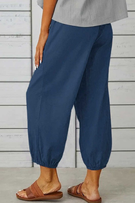 Pre-Order Cropped Pants with Button Trim
