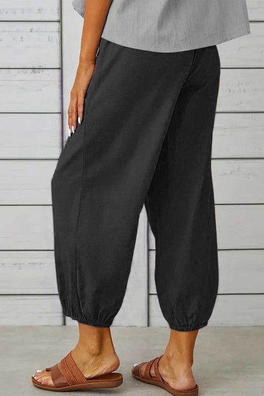 Pre-Order Cropped Pants with Button Trim