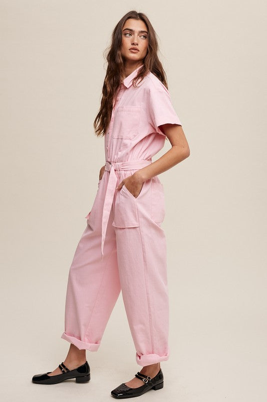 Linen Utility Jumpsuit