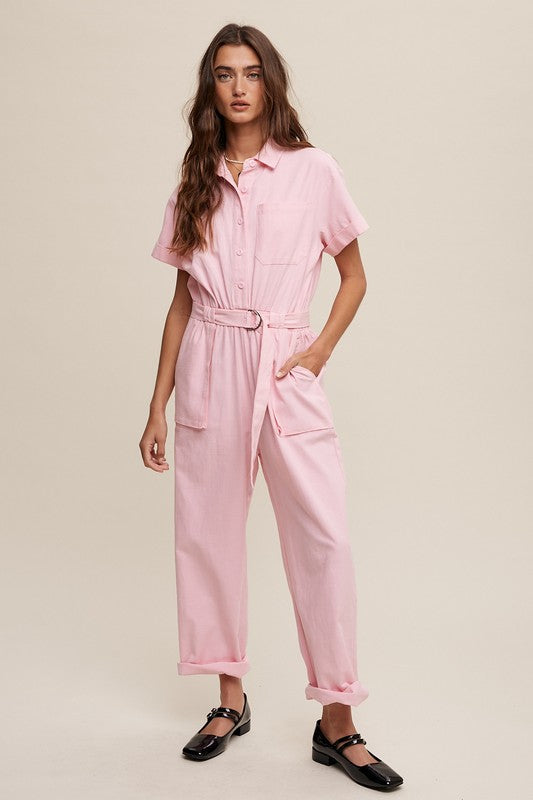 Linen Utility Jumpsuit