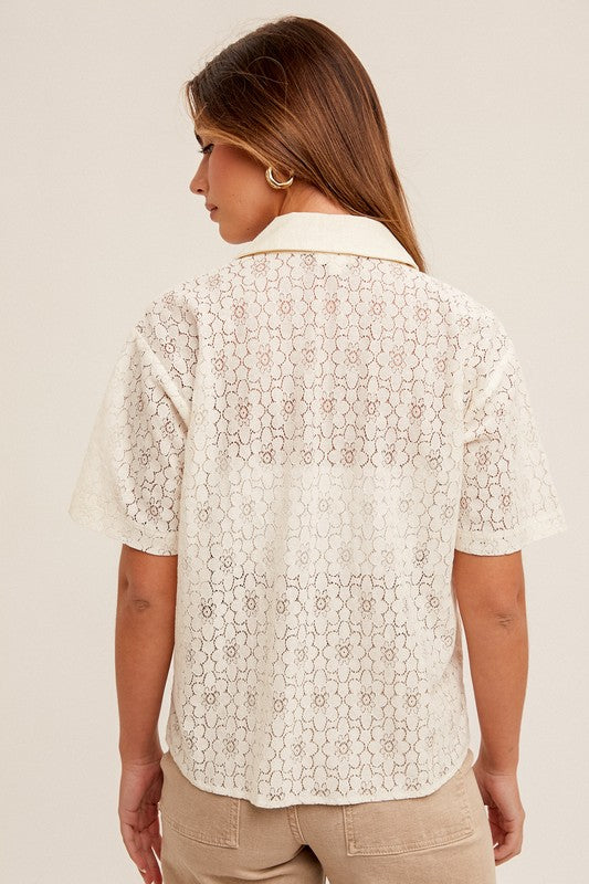 Crochet Short Sleeve Button Down Top!