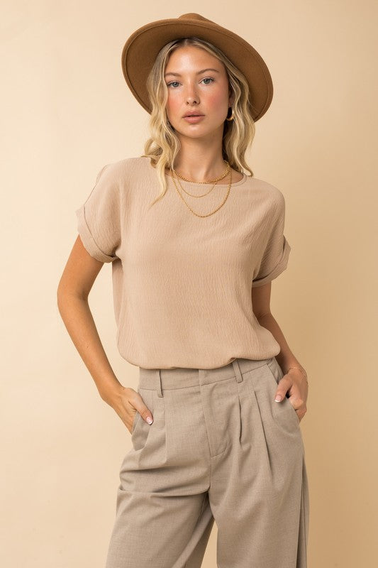 Short Sleeve Roll Up Blouse