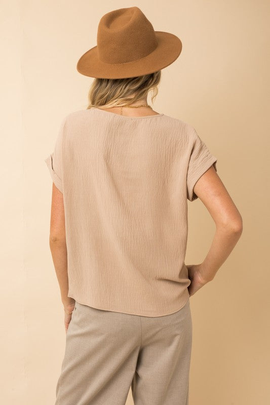 Short Sleeve Roll Up Blouse