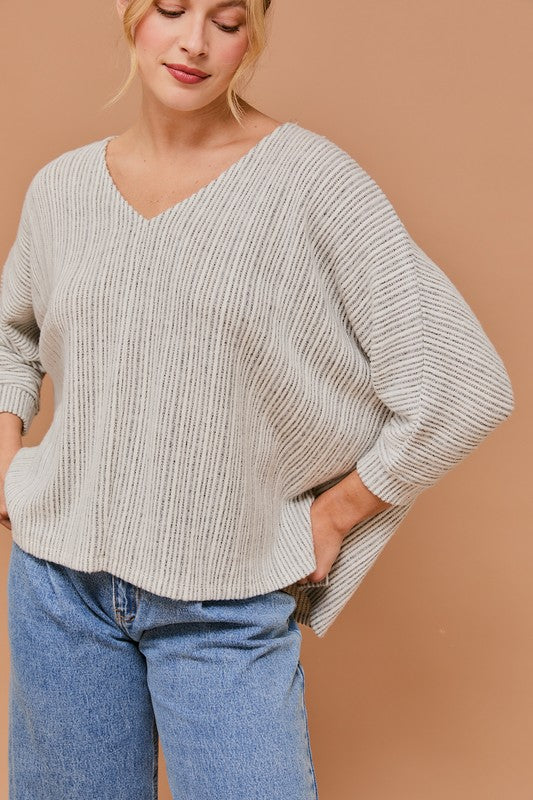 Striped V-Neck Textured Top!
