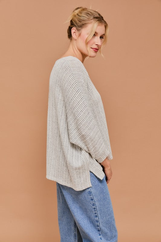 Striped V-Neck Textured Top!