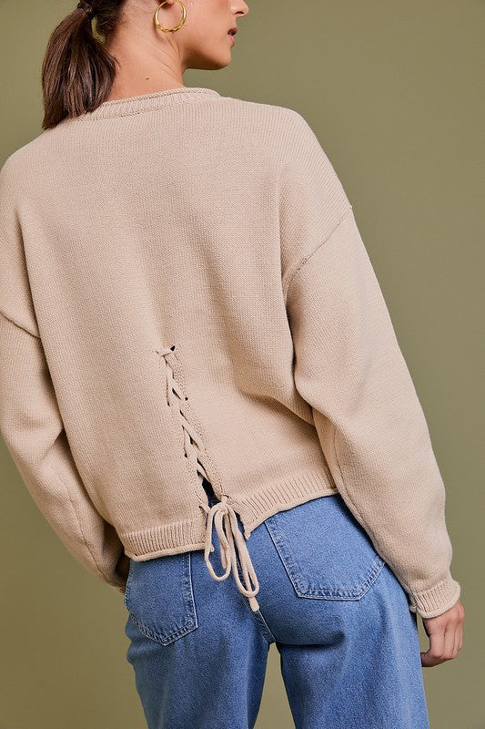 FOLDED SLEEVE SWEATER TOP