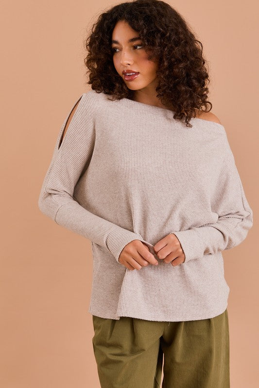 Long Sleeve Boat Neck Top!