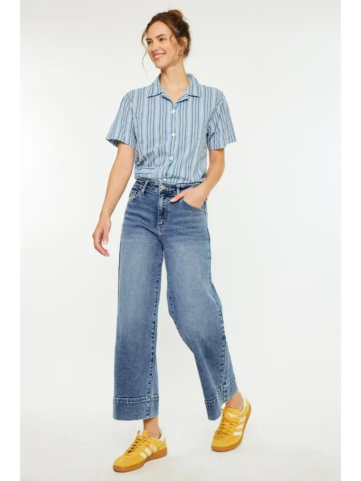 Open Pack High Rise Crop Wide JEANS