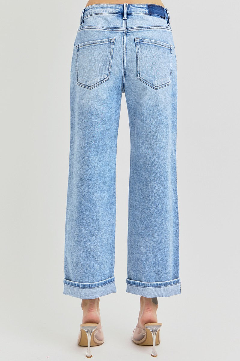 High Rise Ankle Boyfriend Turn Up Cuffed Jeans