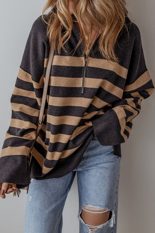 Pre-Order Collared Quarter Zipper Oversized Sweater