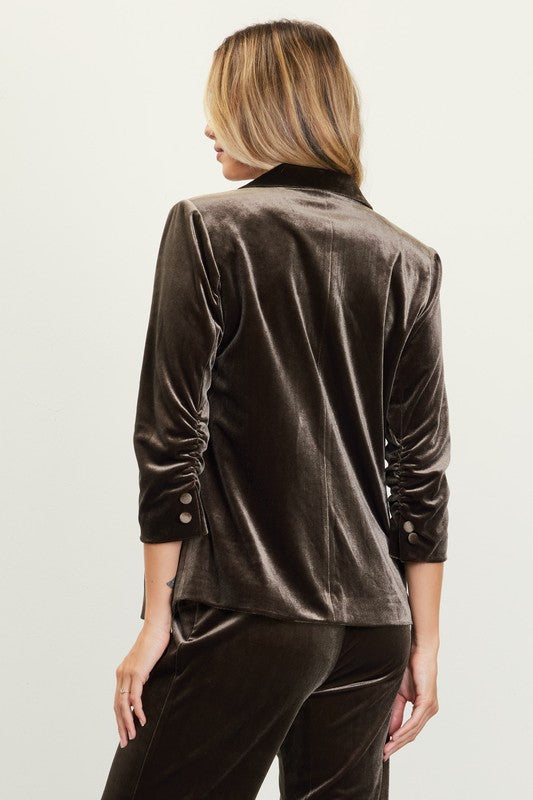VELVET BLAZER WITH BUNCHED SLEEVES