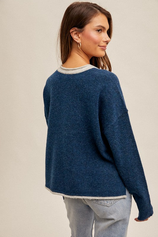 Notch Color Block Oversized Sweater!