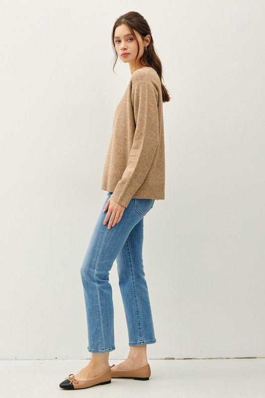 Wool Blend Relaxed Neck Sweater