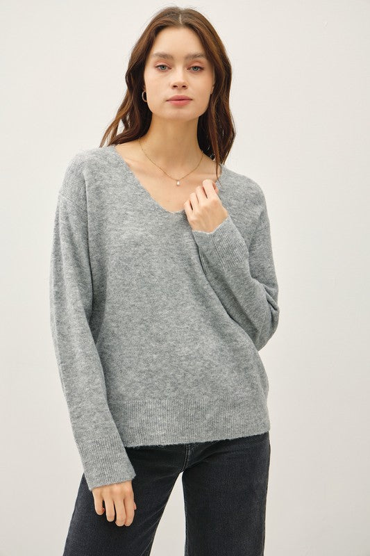 Wool Blend Relaxed Neck Sweater