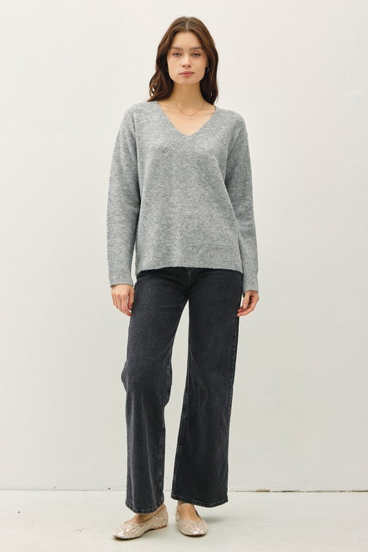 Wool Blend Relaxed Neck Sweater