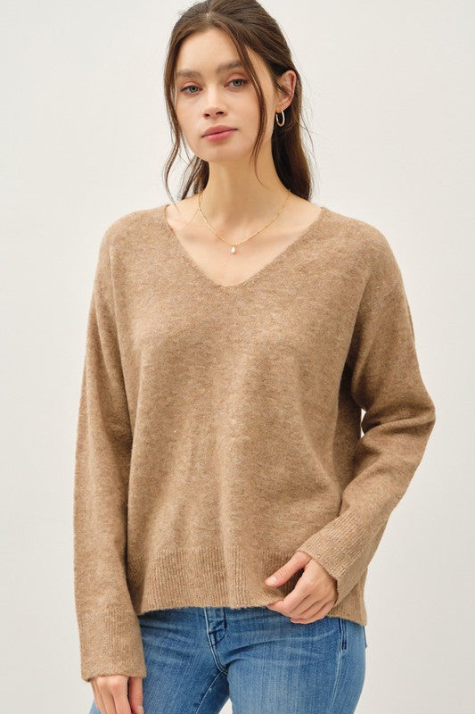 Wool Blend Relaxed Neck Sweater