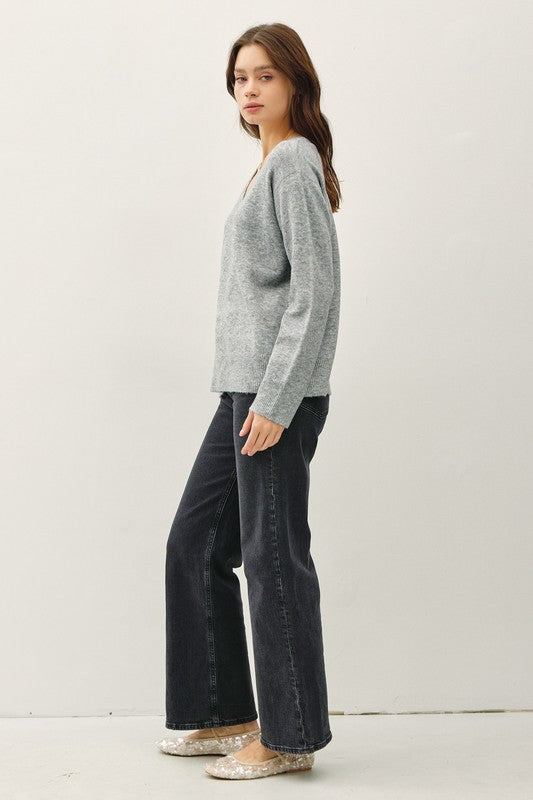 Wool Blend Relaxed Neck Sweater